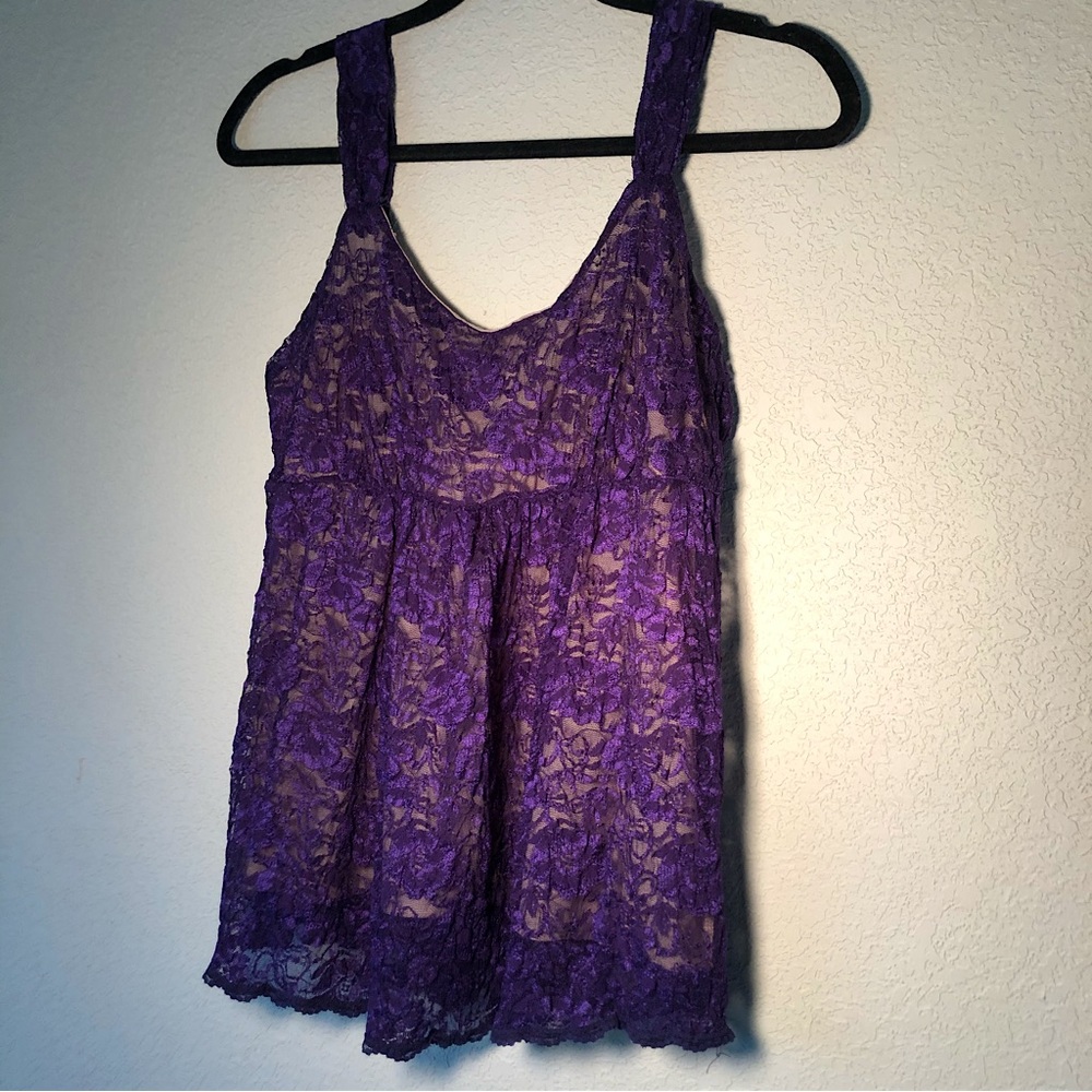 Purple Lace Tank Top by New York & Company